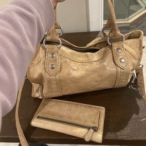 Frye Melissa satchel AND matching wallet in sand